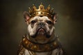 a king dog in his crown being self proud