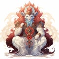 Aamon: A Unique Yokai Illustration With Big Hair And A Throne Royalty Free Stock Photo