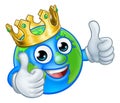 King Earth Globe World Mascot Cartoon Character Royalty Free Stock Photo