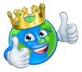 King Earth Globe World Mascot Cartoon Character