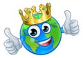 King Earth Globe World Mascot Cartoon Character