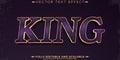 King editable text effect, editable royal and crown text style Royalty Free Stock Photo