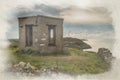 King Edward VII lookout tower digital watercolor painting Royalty Free Stock Photo