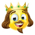 King Emoticon Emoji Face Gold Crown Cartoon Icon