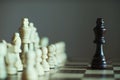 King encounters against powerful competitor team in chess game, business competitive concept Royalty Free Stock Photo