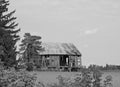 Historical weathered dilapidated barn in King Ferry on Cayuga Lake NewYorkState B&W Royalty Free Stock Photo