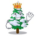 King fir with snow christmas tree cartoon