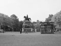 King Friedrich Wilhelm III memorial in Koeln, black and white Royalty Free Stock Photo