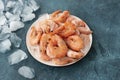 king frozen prawns on a white plate Royalty Free Stock Photo