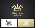 king furniture logo creative design color gold elegant brand line crown