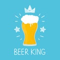 King glass of beer. vector cartoon flat and