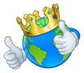 King Gold Crown Earth Globe World Cartoon Mascot Royalty Free Stock Photo