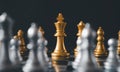 King golden chess standing confront of the silver chess team.chess board game concept of business ideas Royalty Free Stock Photo