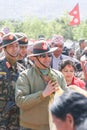 King Gyanendra visitng Jomsom in Nepal Royalty Free Stock Photo