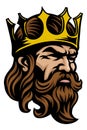 King Crown Warrior Head Mascot Medieval Face Man