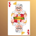 King of heart. Playing cards with cartoon cute characters