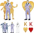 King of hearts attractive caucasian man with corps