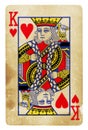 King of Hearts Vintage playing card isolated on white Royalty Free Stock Photo