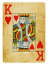 King of Hearts Vintage playing card isolated on white Royalty Free Stock Photo