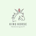 king horse minimalist logo symbol line art illustration design Royalty Free Stock Photo