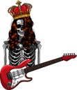 king human skeleton playing on electric guitar