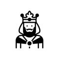 Black solid icon for King, ruler and monarch