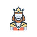 Color illustration icon for King, ruler and monarch