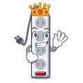 King isolated power strip with the mascot Royalty Free Stock Photo
