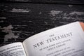 King James BIble open to the beginning of the New Testament Royalty Free Stock Photo