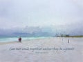 Photo art couple walking on beach with scripture verse. Royalty Free Stock Photo