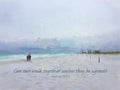 Photo art couple walking on beach with scripture verse.