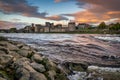 The King John Castle over the Shannon river in Limerick at sunset, Ireland