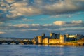 The King John Castle over the Shannon river in Limerick at sunset, Ireland