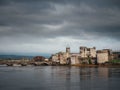 King Jonh`s castle on River Shannon, Limerick city, Ireland. Popular museum and landmark. Fine example of stone stronghold with Royalty Free Stock Photo