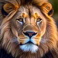 King of the jungle Lion with magnificent look and intimidating and ready to attack