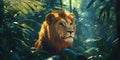 The King of the Jungle, Reigning Supreme in the Verdant Wilderness Royalty Free Stock Photo