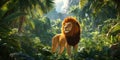 The King of the Jungle, Reigning Supreme in the Verdant Wilderness Royalty Free Stock Photo