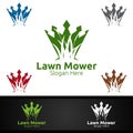 King Lawn Mower Logo for Lawn Mowing Gardener Design Royalty Free Stock Photo