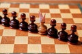 King, leadership and business strategy. Board game. A chess pawn on a chessboard Royalty Free Stock Photo