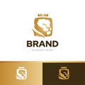 King lion crown creative logo design template vector Royalty Free Stock Photo