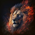 King Lion fire portrait, generative AI