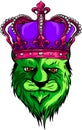 King Lion Head with Crown and Logo Icon. Vector Illustration. digital hand draw design Royalty Free Stock Photo