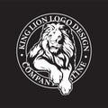 King lion logo template black and white vector illustration Royalty Free Stock Photo