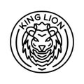 King Lion Monoline Logo Vector Graphic Design illustration Vintage Badge Emblem Symbol and Icon Royalty Free Stock Photo