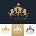 King lion real estate logo template Royalty Free Stock Photo