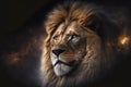 king lion simba portrait against dark sky