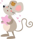 King little mouse holding a pink star