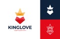 King love logo. Poly heart love and crown king vector logotype. Creative Idea logos designs Vector illustration template