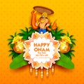 King Mahabali on advertisement and promotion background for Happy Onam festival of South India Kerala