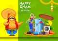 King Mahabali on advertisement and promotion background for Happy Onam festival of South India Kerala